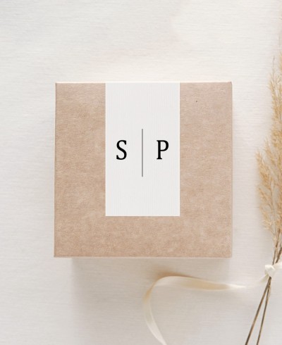 Pegatinas rectangulares verticales para recuerdos de boda minimalistas