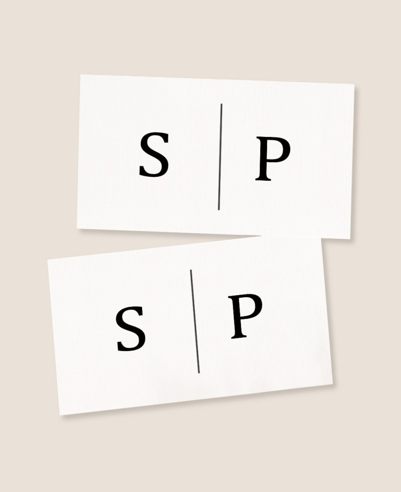 Horizontal rectangular sticker for minimalist wedding details Horizontal rectangular sticker for minimalist wedding details