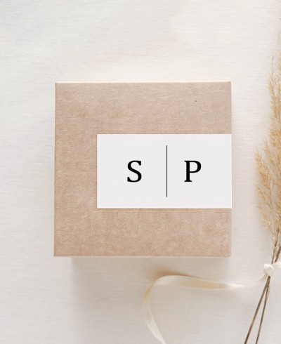 Autocollants rectangulaires horizontaux pour cadeaux de mariage avec initiales