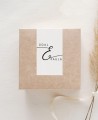 Pegatina rectangular vertical para regalos de boda con nombres