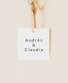 Etiqueta cuadrada para regalos de boda colección minimal Manhattan