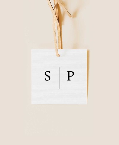 Etiqueta cuadrada para detalles de boda colección minimal Tokyo