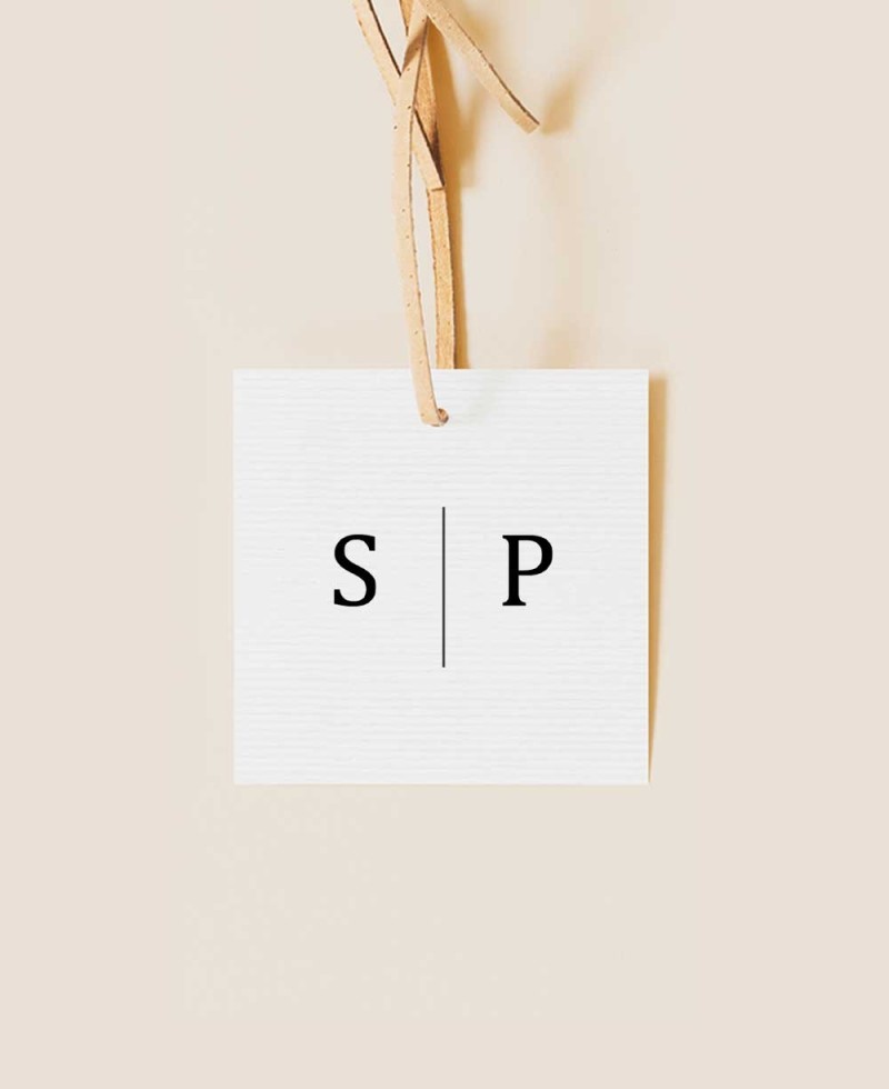 Etiqueta cuadrada para detalles de boda colección minimal Tokyo