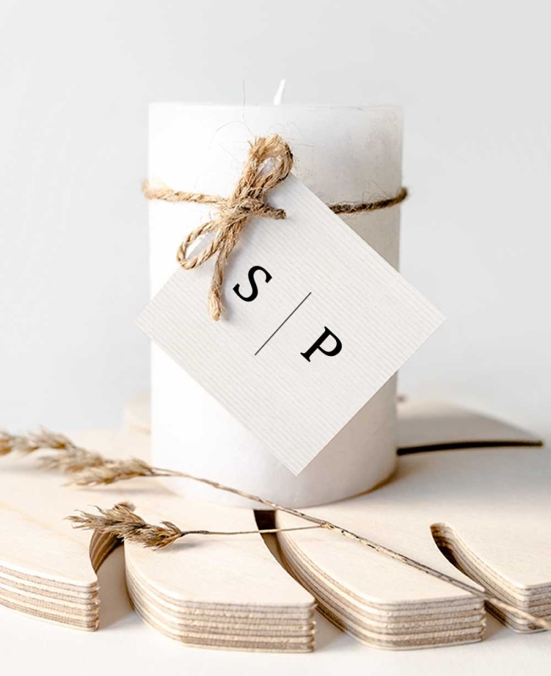 Etiquetas cuadradas de boda personalizadas minimalistas