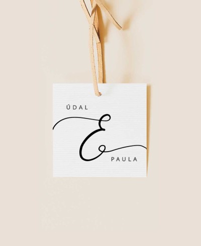 Etichetta quadrata per dettagli matrimonio collezione minimal Paris