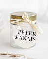 Circular labels for minimalist wedding gifts