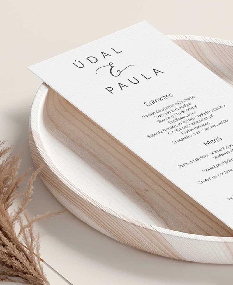 Menu di nozze personalizzato in stile minimalista Menu di nozze personalizzato in stile minimalista