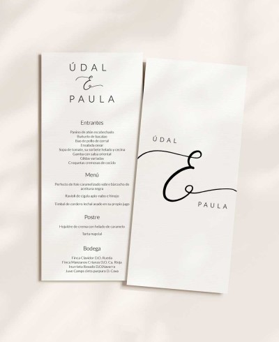 Individuelle Hochzeitsmenüs, schöne Typografien