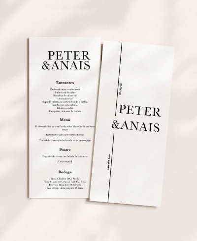 Menus de casamento personalizados, belas tipografias