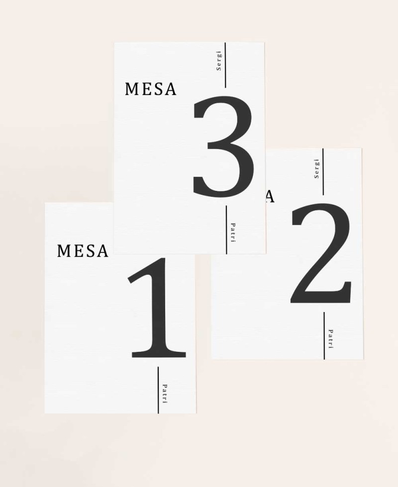 Números de mesa de papel para casamentos minimalistas Números de mesa de papel para casamentos minimalistas