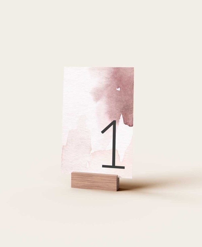 Número de mesa de casamento de papel com aquarela Número de mesa de casamento de papel com aquarela