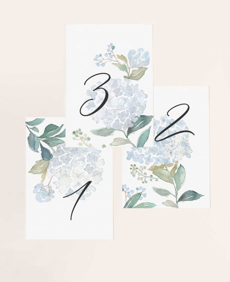 Hochzeitstisch-Organizer blaue Hortensien Hochzeitstisch-Organizer blaue Hortensien