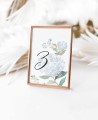Numero de mesa para bodas colección hortensias azules
