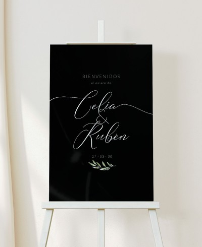 Olive methacrylate welcome sign for weddings