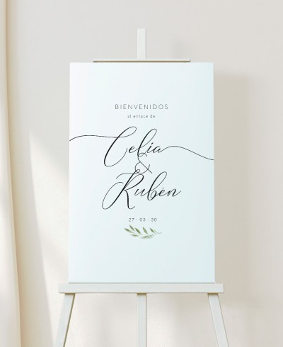 Cartel de bienvenida para bodas olivo nombres