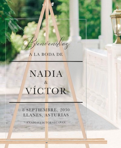 Cartel metacrilato para bienvenida bodas