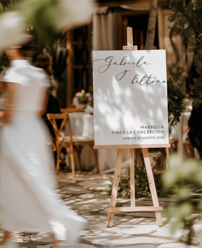 Cartel de bienvenida para bodas romántica nombres