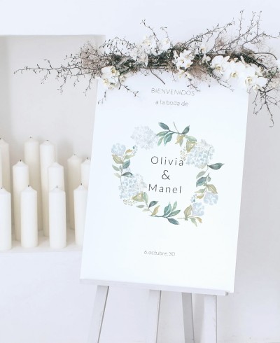 Poster di benvenuto collezione di ortensie