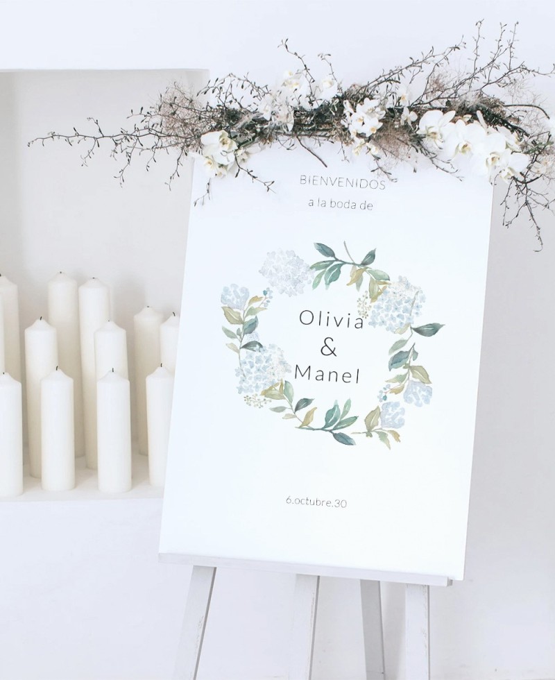 Poster di benvenuto collezione di ortensie