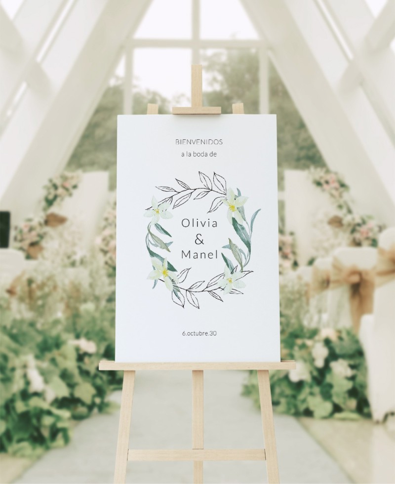 Cartel de bienvenida para bodas colección olivo y azahar Cartel de bienvenida para bodas colección olivo y azahar