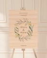 Cartel de madera para entrada bodas olivo y azahar