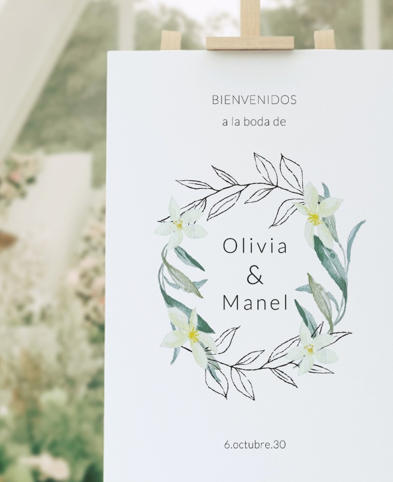 Zoom Entrance Poster for Weddings Botanical Illustration Zoom Entrance Poster for Weddings Botanical Illustration