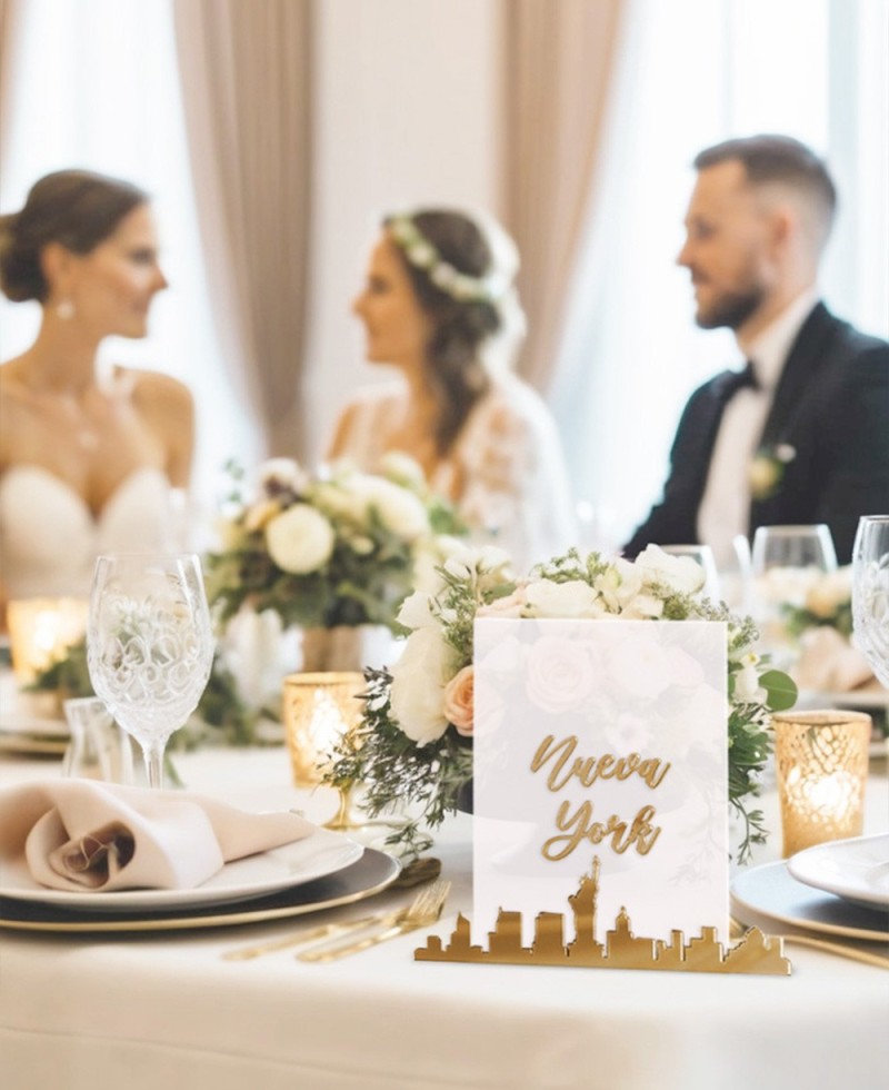 Números de mesa rígidos boda ciudad skyline Números de mesa rígidos boda ciudad skyline
