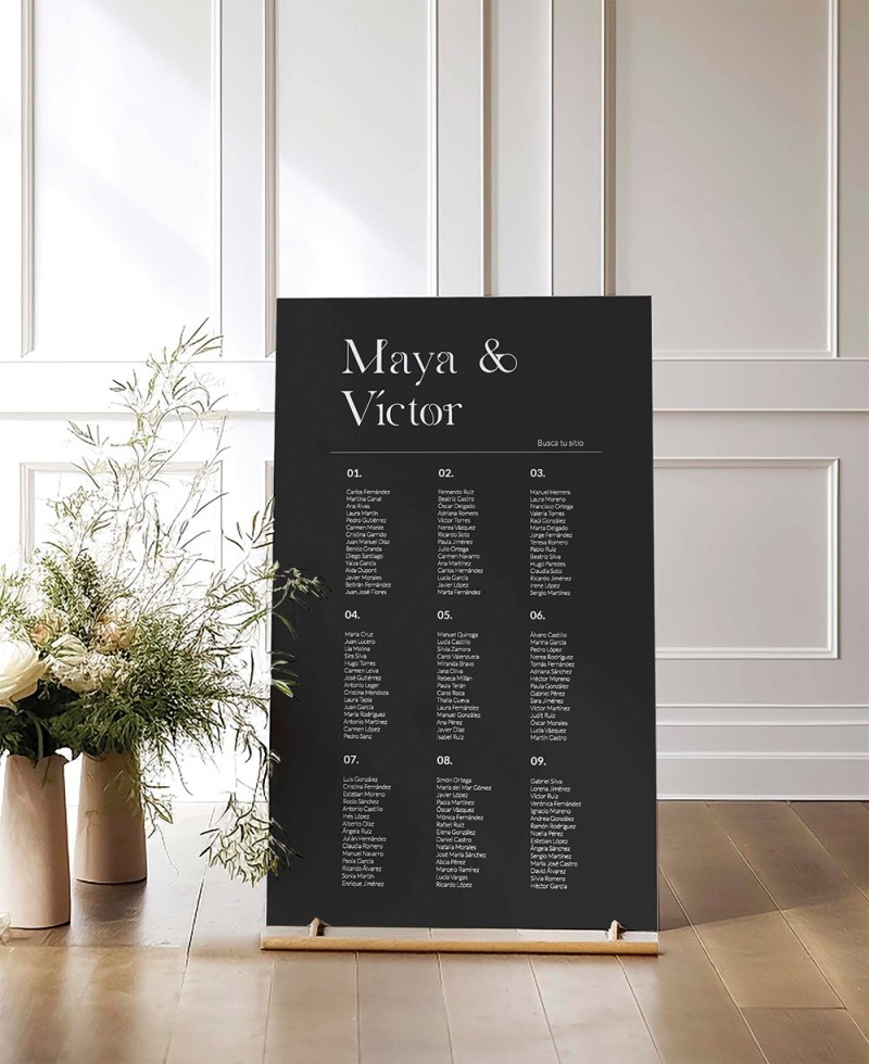 Plan de table pour mariages noms modernes personnalisés Plan de table pour mariages noms modernes personnalisés