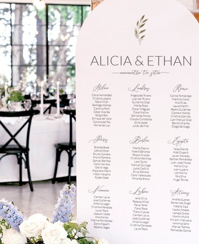 Wedding poster seating plan tables names olive tree