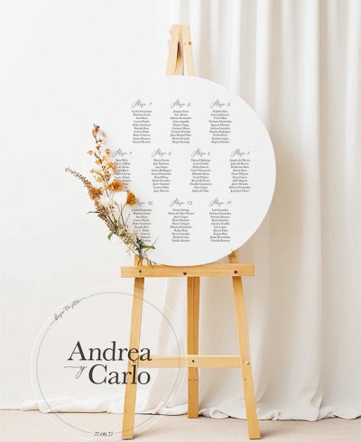 Plan de table pour les mariages cercles fixes