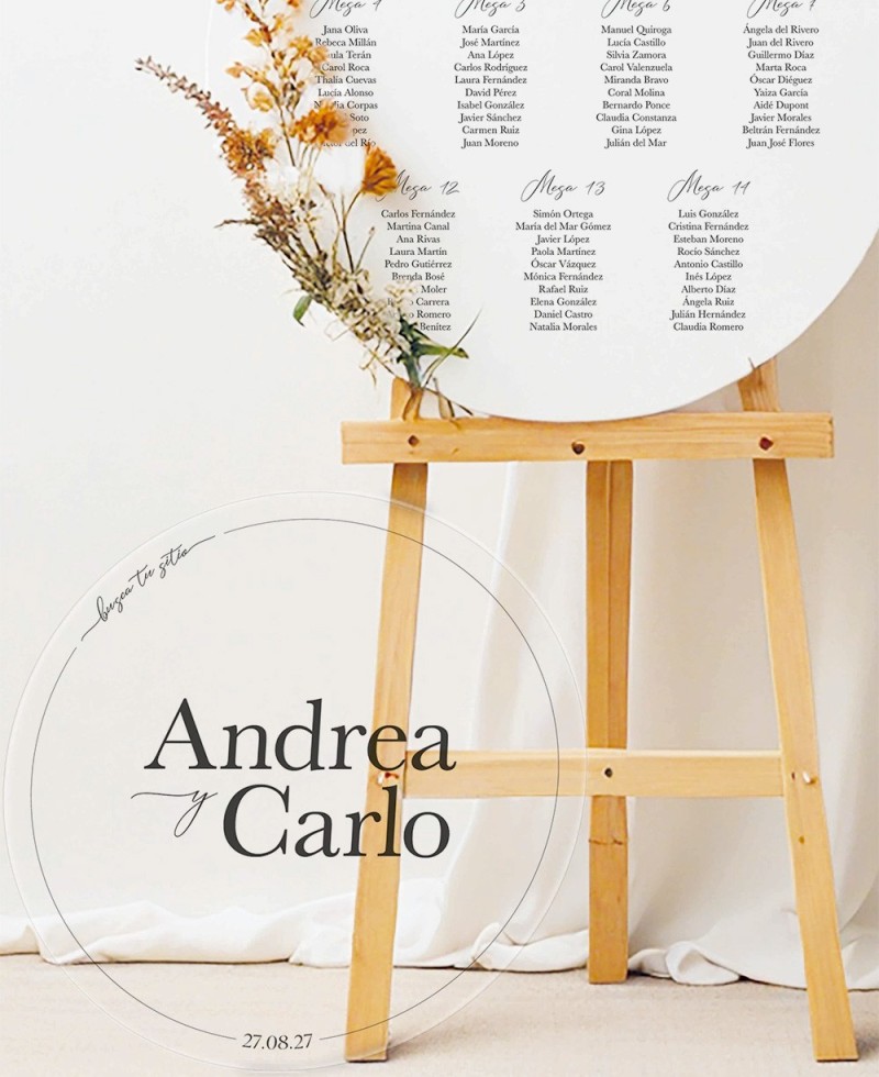 Affiches élégantes pour les sièges circulaires de mariage Affiches élégantes pour les sièges circulaires de mariage