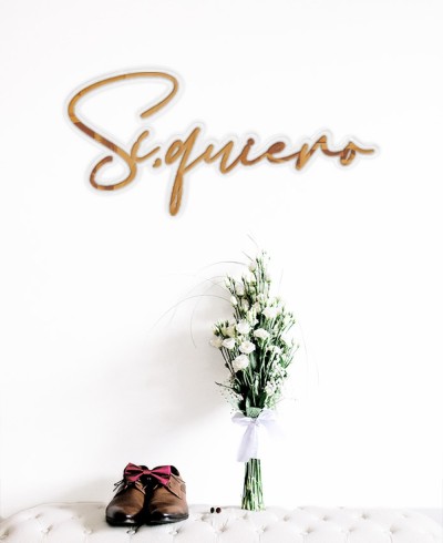Frase decorativa para bodas si quiero caligrafía
