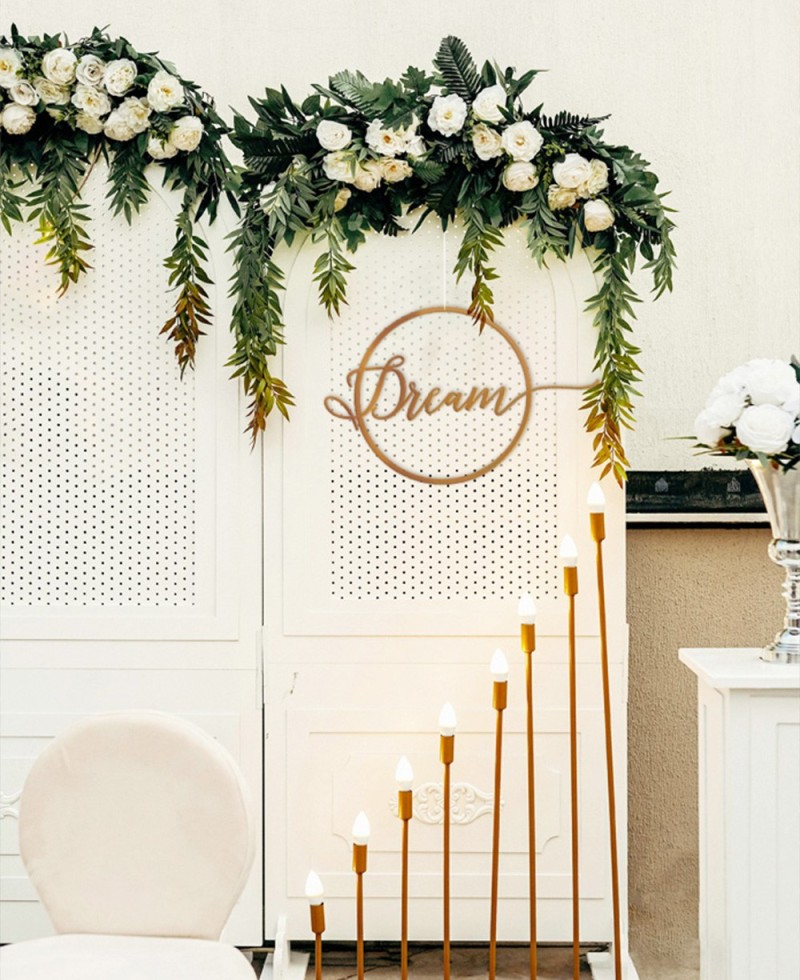 Decoración para bodas frase dream metacrilato Decoración para bodas frase dream metacrilato