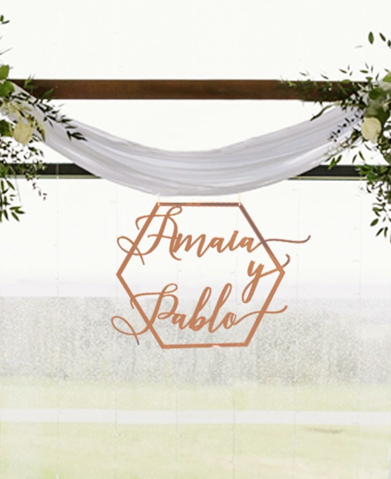 Cartel decorativo para bodas nombres hexágono Cartel decorativo para bodas nombres hexágono