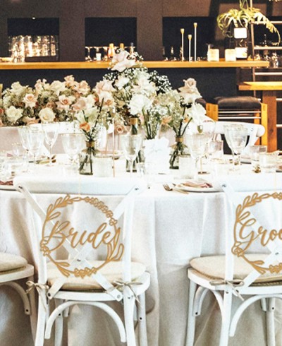 Zoom decoración para sillas de boda corona flores