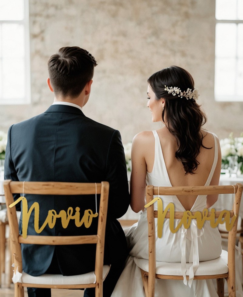 Decorative sign for wedding chairs groom bride Decorative sign for wedding chairs groom bride