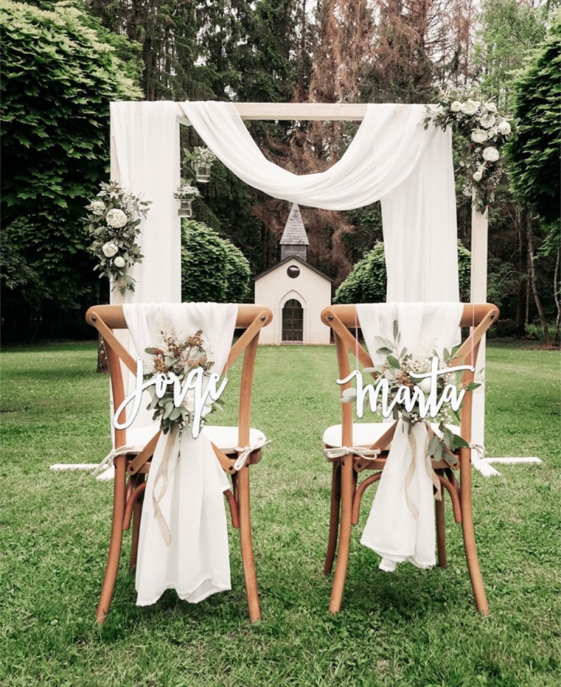 Decoración para sillas de boda nombres personalizados Decoración para sillas de boda nombres personalizados