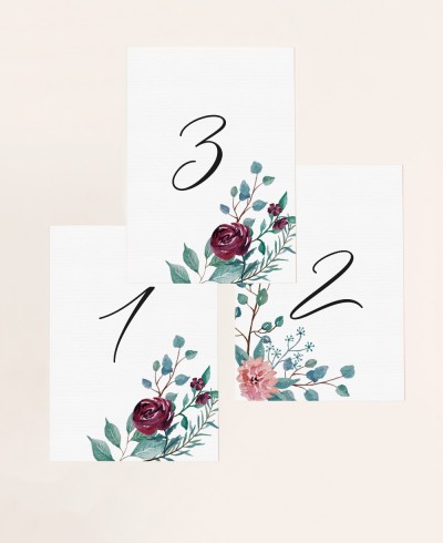 Número de mesa para casamentos eucalipto e rosas