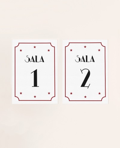 Numéros de table en papier pour mariages Cinéma