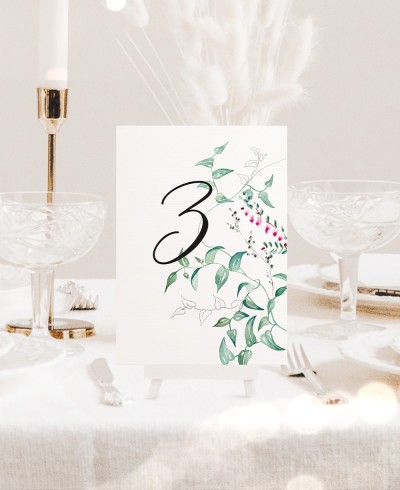 Tischnummern für botanische Hochzeiten