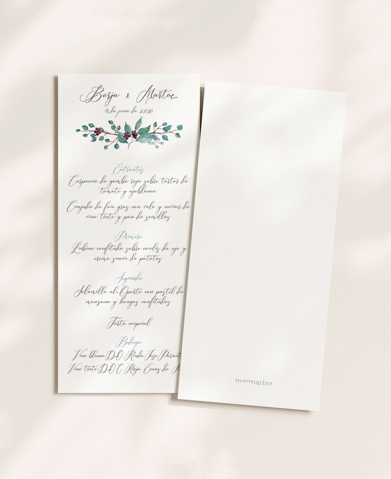 Menü für Hochzeiten botanische Sammlung Menü für Hochzeiten botanische Sammlung