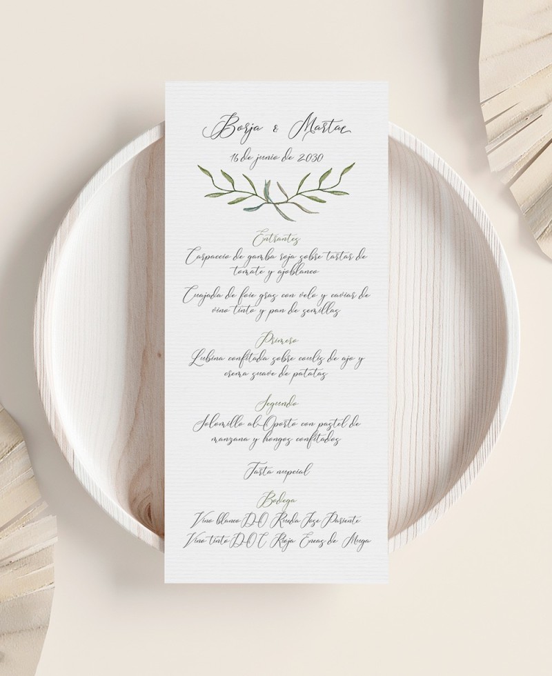 Menu pour mariages collection botanique Menu pour mariages collection botanique