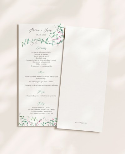 Elegante collezione botanica per menù di nozze