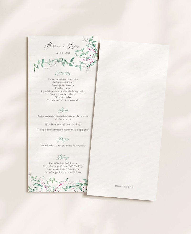Elegante collezione botanica per menù di nozze Elegante collezione botanica per menù di nozze