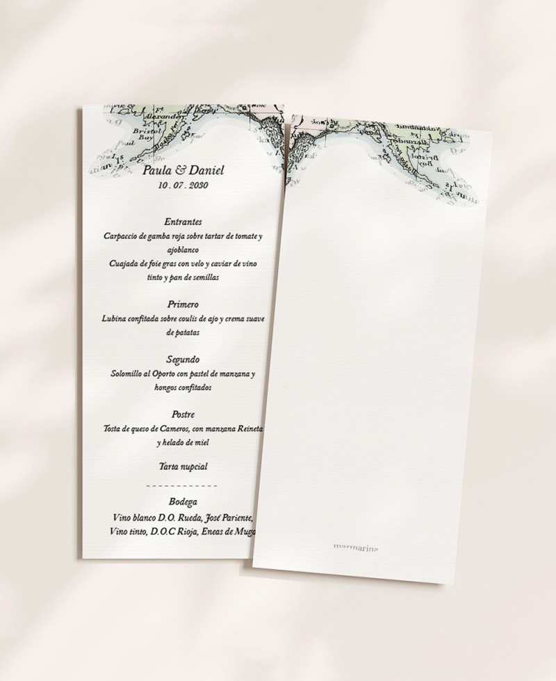 Hochzeitsmenü zurück Karte Hochzeitsmenü zurück Karte