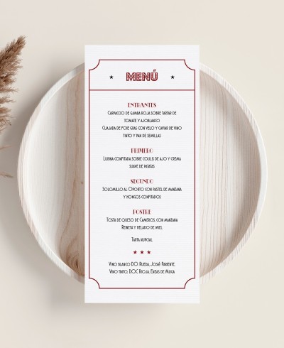 Menus para Cinemas Casamentos