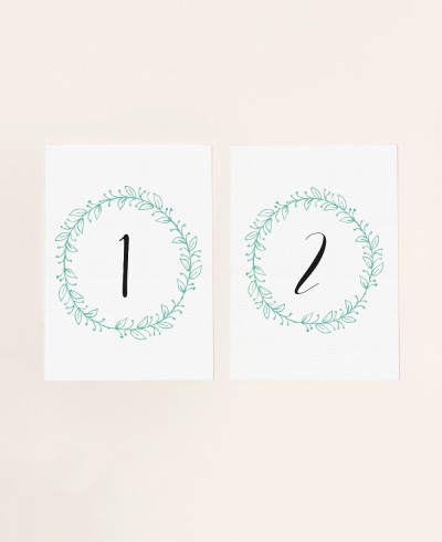 Números de mesa de casamento Folhas de coroa