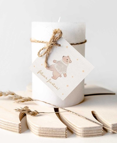 Etiqueta quadrada para detalhes de Natal das crianças