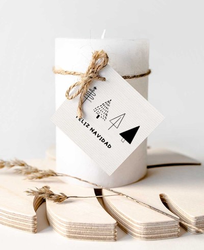 Étiquettes carrées minimales pour Noël