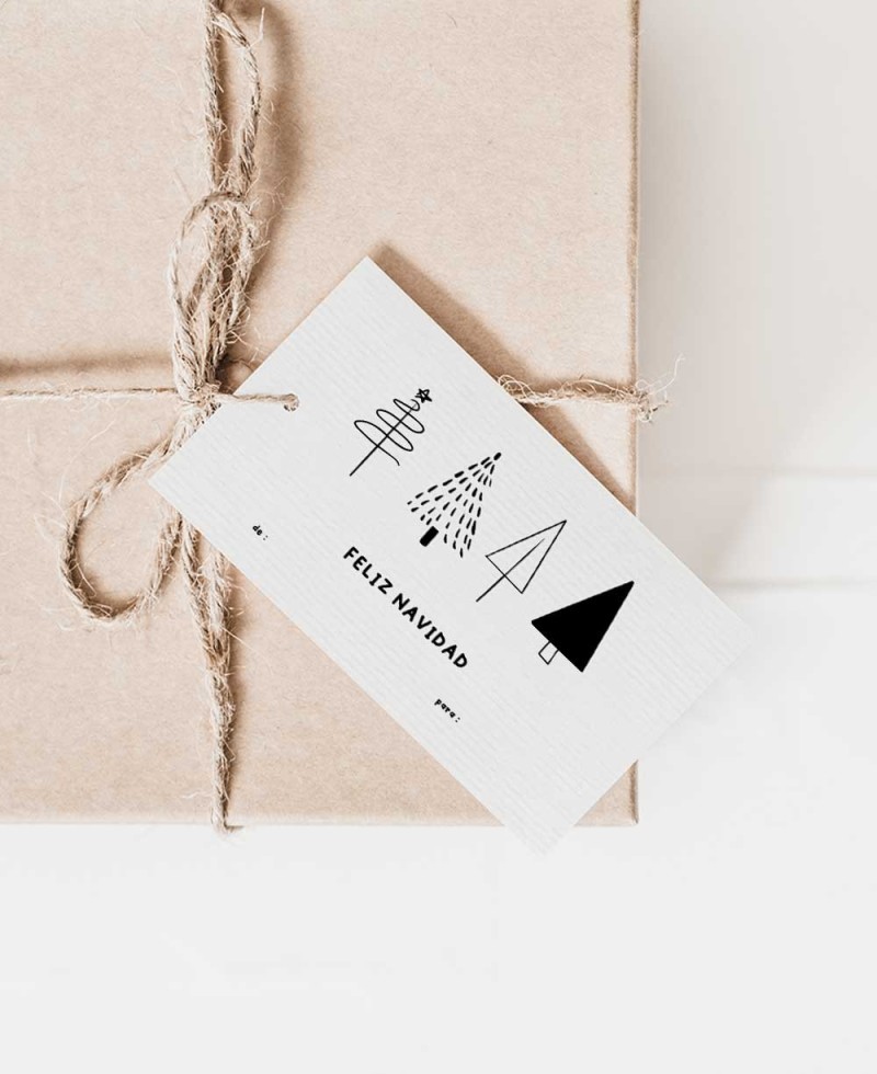 Etichetta minimale con abete per Natale Etichetta minimale con abete per Natale